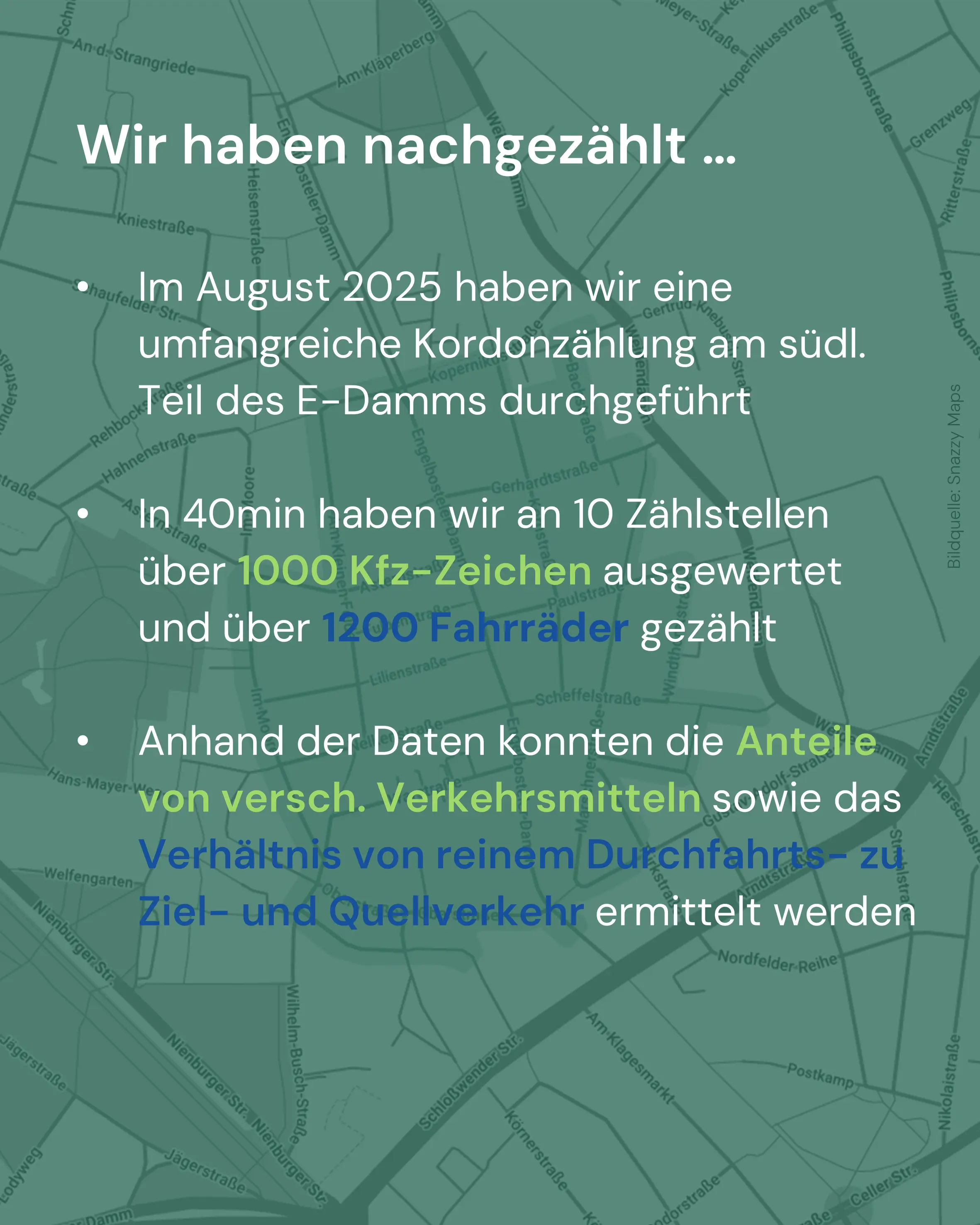 Verkehrssituation am E-Damm: Wir haben nachgezählt